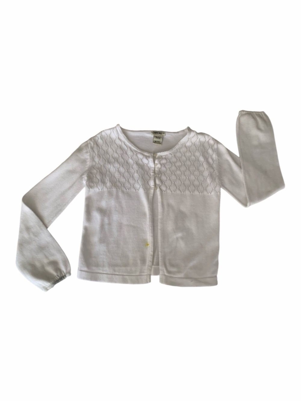 Cherokee Cardigan Sweater Girls M (7/8) White Knit Open Long Sleeves Lightweight